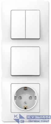 Блок СП Blanca (розетка с заземл. защ. шторки 16А 250В + 1-кл. выкл. + 2-кл. выкл.) бел. SE BLNBS101201