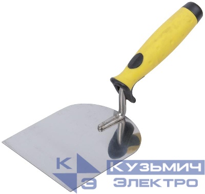 Мастерок нержавеющий мягкая ручка профи "лопатка" 100мм FIT 05083