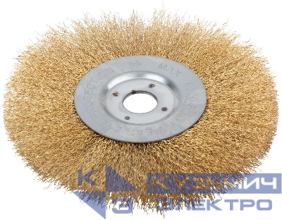 Корщетка-колесо посадочный диаметр 22.2мм стальная латунированная волнистая проволока 180мм FIT 39067