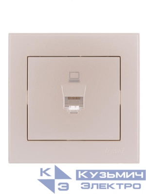 Розетка компьютерная 1-м СП Rain RJ45 жемчуж./бел. перламутр. LEZARD 703-3030-139