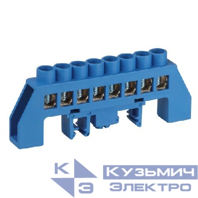 Шина N ноль в комбинированном изоляторе на DIN-рейку ШНИ-8х12-8-Д син. NO-224-110 Эра Б0062964