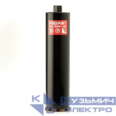 Коронка алмазная для сухого сверления 108x450 мм, M22 FEDAST