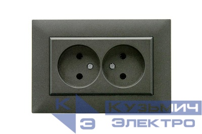 Розетка 2-я Karea RIZZ STAR без заземл. дым. металлик Makel 88050017