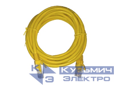 Патч-корд UTP4 cat 5e, 3,0м, ВС, LSZH, желтый, литой коннектор NETKO Optima