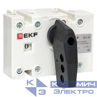 Рубильник-выключатель 4п 63А с рукояткой управления для прямой установки PowerSwitch EKF psds-63-4
