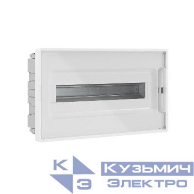 Щиток встраиваемый FRAME 18мод. для полых стен с прозр. дверцей с 2 шинами PEN на 8 и 10 отверст. бел. DKC F18B3WT