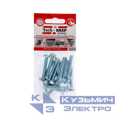 Болт с шестигранной головкой М6х40 DIN 933 класс прочн. 8.8 оцинк. (пакет) (уп.16шт) Tech-Krep/Zitar 102961