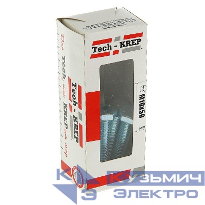 Болт с шестигранной головкой М10х50 DIN 933 оцинк. (уп.10шт) Tech-Krep/Zitar 105217