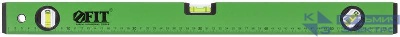 Уровень "Техно" 3 глазка фрезер. рабочая грань шкала 600мм корпус зел. FIT 18116