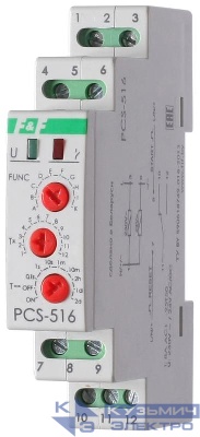 Реле времени PCS-516 8А 230В 1 перекл. IP20 многофункц. вход: START/RESET монтаж на DIN-рейке (аналог РВО-1М) F&F EA02.001.013