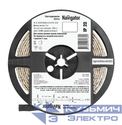 Лента светодиодная 71 762 NLS-3528CW60-4.8-IP20-12V R5 4.8Вт/м (уп.5м) Navigator 71762