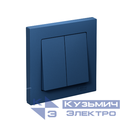 Выключатель 2-кл. AtlasDesign (сх. 5) 10AX быстрозажим. клем. в сборе аквамарин SE ATN001152S