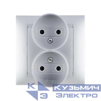Розетка 2-м СП Simon15 16А IP20 250В без заземл. винт. клеммы алюм. Simon 1590457-033