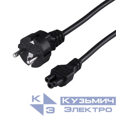 Шнур сетевой Евро 3х0.75кв.мм 1.8м (PVC) (с заземлением) (ноутбук) Rexant 11-1151
