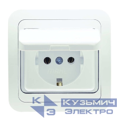 Розетка 1-м СП Mimoza 16А IP20 с крышкой керамика бел./бел. Makel 12009