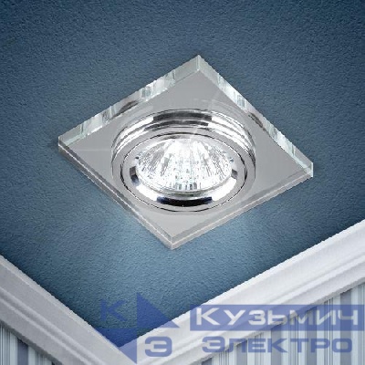 Светильник точечный DK8 CH/WH 50Вт MR16 12В декор стекло квадрат зеркальн./хром. ЭРА C0043740