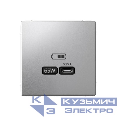 Розетка USB ArtGallery тип C 65Вт QC PD высокоскор. ЗУ механизм алюм. SE GAL000327