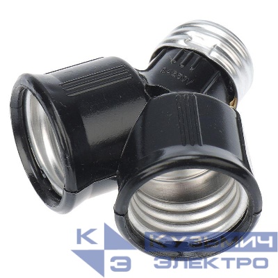 Разветвитель цокольный E27-2хE27 черн. Rexant 11-8860