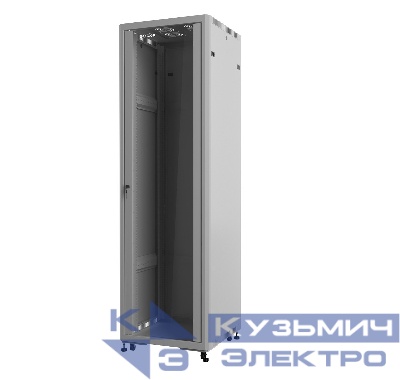 Шкаф напольный 19" Netko 42U серия Optima (600х600х2022), передняя дверь стекло, серый, разобранный (упакован в 2 коробки)