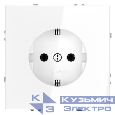 Розетка 1-м СП S70 16А с заземл. механизм бел. глянцевый Voltum VLS040101
