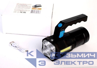 Фонарь аккумуляторный LED53766 4В 4LED+COB 3Вт 4 режима USB бокс черн. Ultraflash 15017