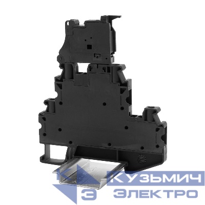 Клемма двухуровневая верхний уровень для предохранителя; индикация 250В; нижний проходной; винтовой зажим; 4 точки подключения; 4кв.мм DKC TTURB-4-HESILED250