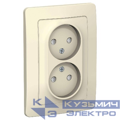 Розетка 2-м СП Blanca 16А IP20 250В без заземл. защ. шторки молоч. SE BLNRS000122