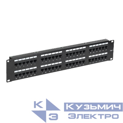 Панель коммутационная с кабельными органайзерами 19дюйм 2U 48 портов UTP RJ-45 CAT 6 PRO Rexant 02-0232