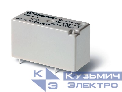Реле низкопрофильное миниатюрное электромеханич. монтаж на печатную плату выводы с шагом 3.5мм 1CO 12А AgNi 24В DC RTII FINDER 413190240010
