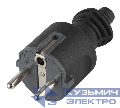 Вилка V4(B) 16А с заземл. прямой ввод (10/200/6000) черн. ЭРА Б0019189