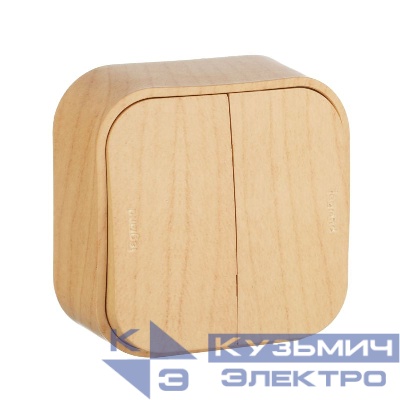 Переключатель проходной 2-кл. ОП Quteo 10А IP20 250В дерево IEK 782266