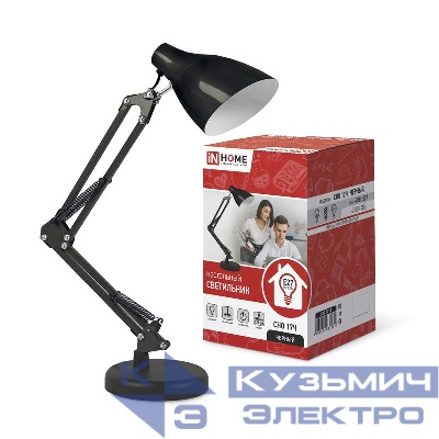 Светильник настольный СНО 17Ч 60Вт E27 230В под лампу на основании черн. (кор.) IN HOME 4690612037233