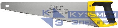 Ножовка по дереву крупный кален.зуб 5 ТPI с запилом 7 ТPI 2D заточка пласт.прорезинен.ручка 500мм FIT 40470