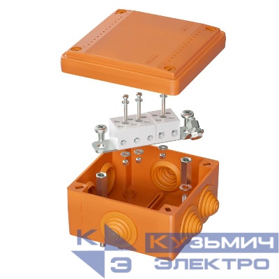 Коробка ответвительная FS 100х100х50мм IP55 5п 450В 20А 10кв.мм с кабельными вводами и клеммниками пластик. DKC FSB11510