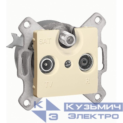 Розетка телевизионная оконечная TV/FM/SAT 1-м СП Cariva 10/14дБ 2150МГц механизм сл. кость Leg 773737