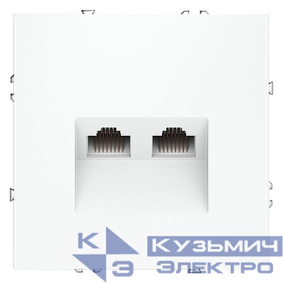Розетка компьютерная 2-м СП S70 RJ45 + RJ45 кат.6 механизм бел. матов. Voltum VLS060202