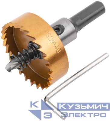 Коронка кольцевая по металлу 40мм титан. покрытие; HSS сталь FIT 36872