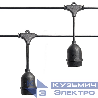 Гирлянда "Евро белт-лайт" на подвесах 20 E27 шаг 50см черн. 13м (3м шнур сетевой) IP65 CL50-13-1 FERON 41826