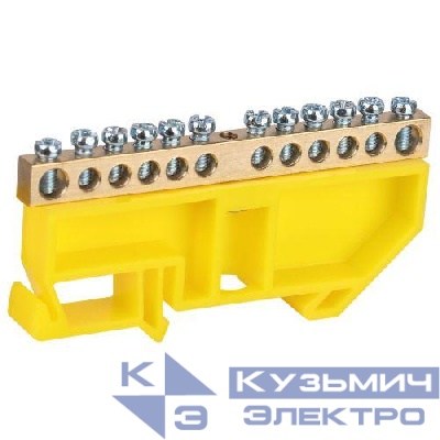 Шина PE земля на DIN-изоляторе ШНИ-6х9-12-Д NO-224-91 желт. Эра Б0062837