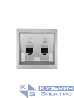 Розетка компьютерная 2-м СП ZIMA IP20 RJ45 с модулем кат.6 механизм сер. матов. LEZARD 704-7488-142