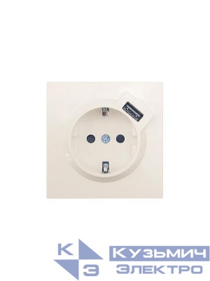 Розетка 1-мест. с/з+USB разъем СП ZIMA IP20 слон. кость LEZARD 704-9088-181