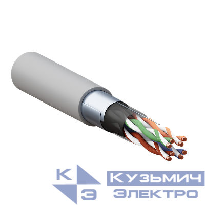 Кабель витая пара F/UTP кат.5E 4 пары 24 AWG solid PVC сер. (м) TERACOM PRO EKF TRP-5EFTP-04PVC-GY-IN3