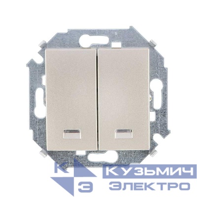 Выключатель 2-кл. СП Simon 15 16А IP20 с подсветкой винтов. зажим механизм шампань Simon 1591392-034
