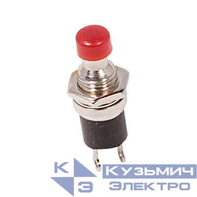 Выключатель-кнопка металл 220В 2А (2с) OFF-(ON) d7.2 красн. Micro (RWD-301 PBS-10B) Rexant 36-3310