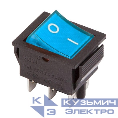 Выключатель клавишный 250В 15А (6с) ON-ON с подсветкой (RWB-506; SC-767) син. Rexant 36-2351