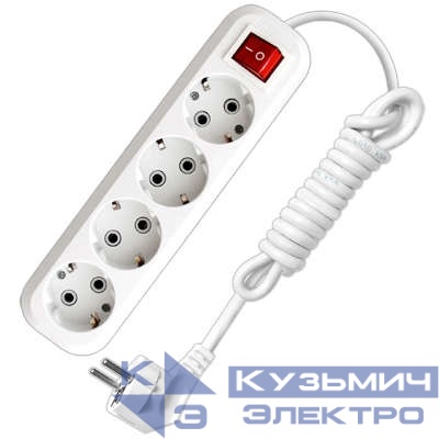 Удлинитель 4х2м с заземл. 16А IP20 S-304 ПВС 3х1 с выкл. UNIVersal 9634419