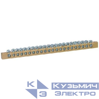 Шина NO-122-10 PEN земля-ноль 6х9мм 22/2 латунная с креплениями по краям Эра Б0047224