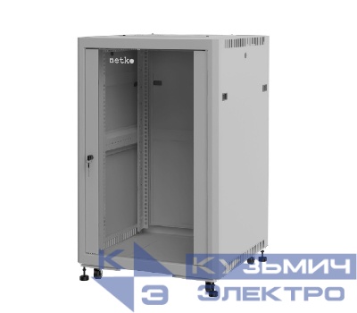 Шкаф напольный 19" Netko 15U серия Optima (600х800х822), передняя дверь стекло, серый, разобранный (упакован в 3 коробки)
