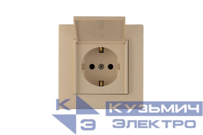 Розетка 1-м с крышкой Karea RIZZ с заземл. крем Makel 88010029
