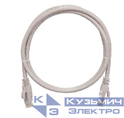 Шнур коммутационный U/UTP 4 пары кат.6 (класс E) 250МГц 2хRJ45/8P8C T568B заливной с защитой защелки мж BC (чистая медь) 24AWG (7х0.205мм) PVC нг(А) сер. 2м NIKOMAX NMC-PC4UE55B-020-GY